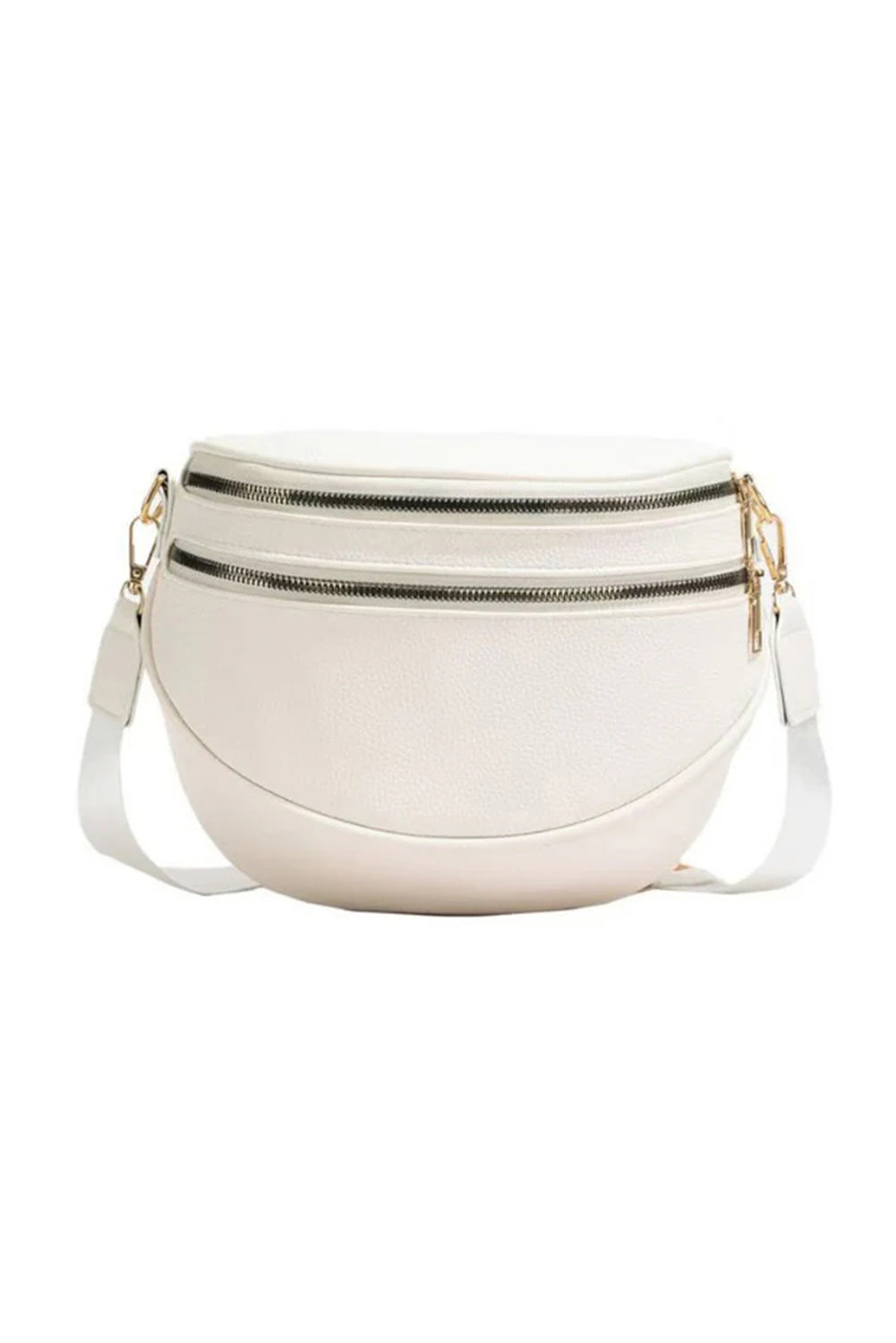 Cinnamon PU Leather Double Zipper Crossbody Bag