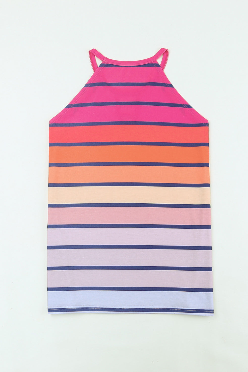 Multicolor Ombre Tie Dye & Striped Print Keyhole Neck Camisole