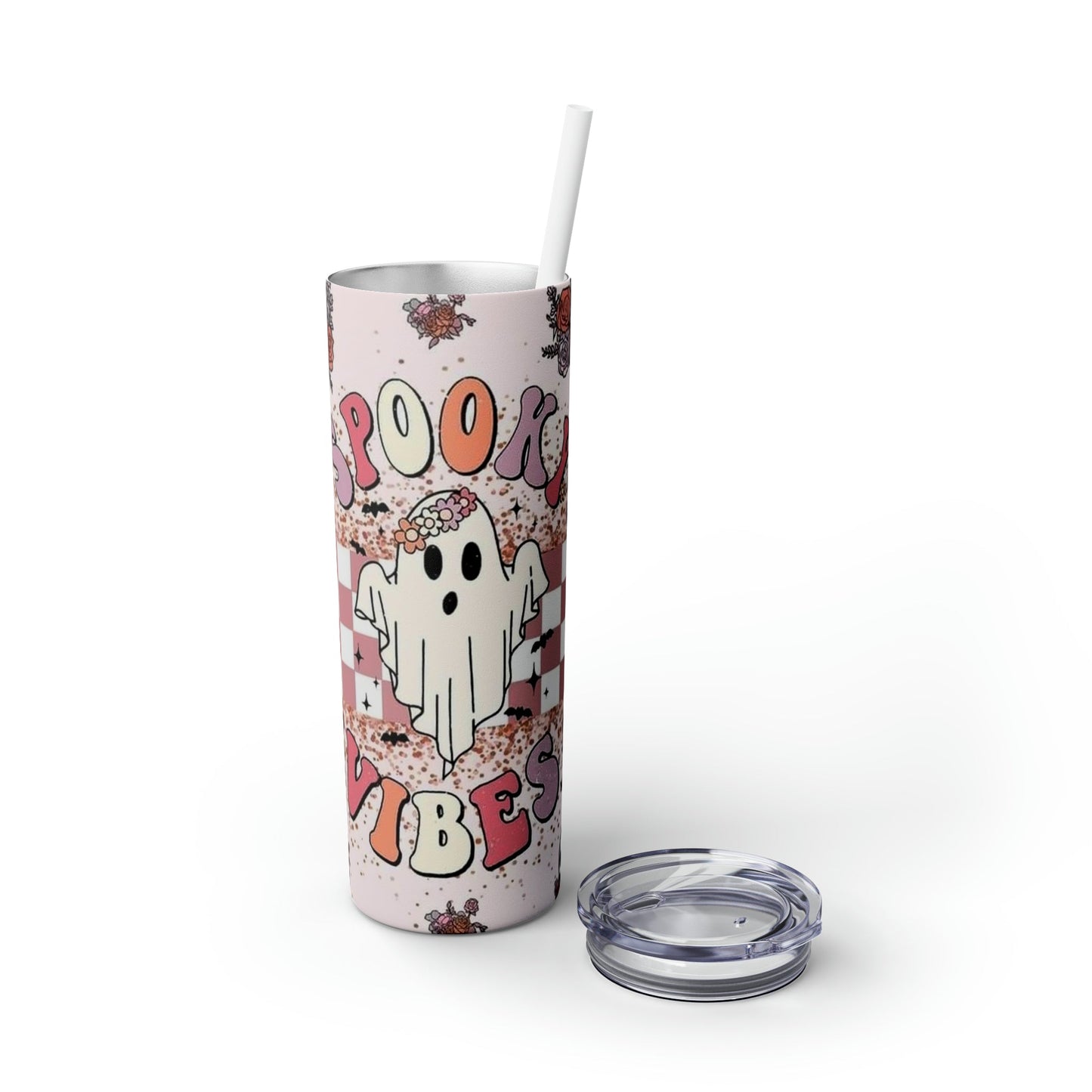 Spooky Vibes Skinny Tumbler with Straw, 20oz