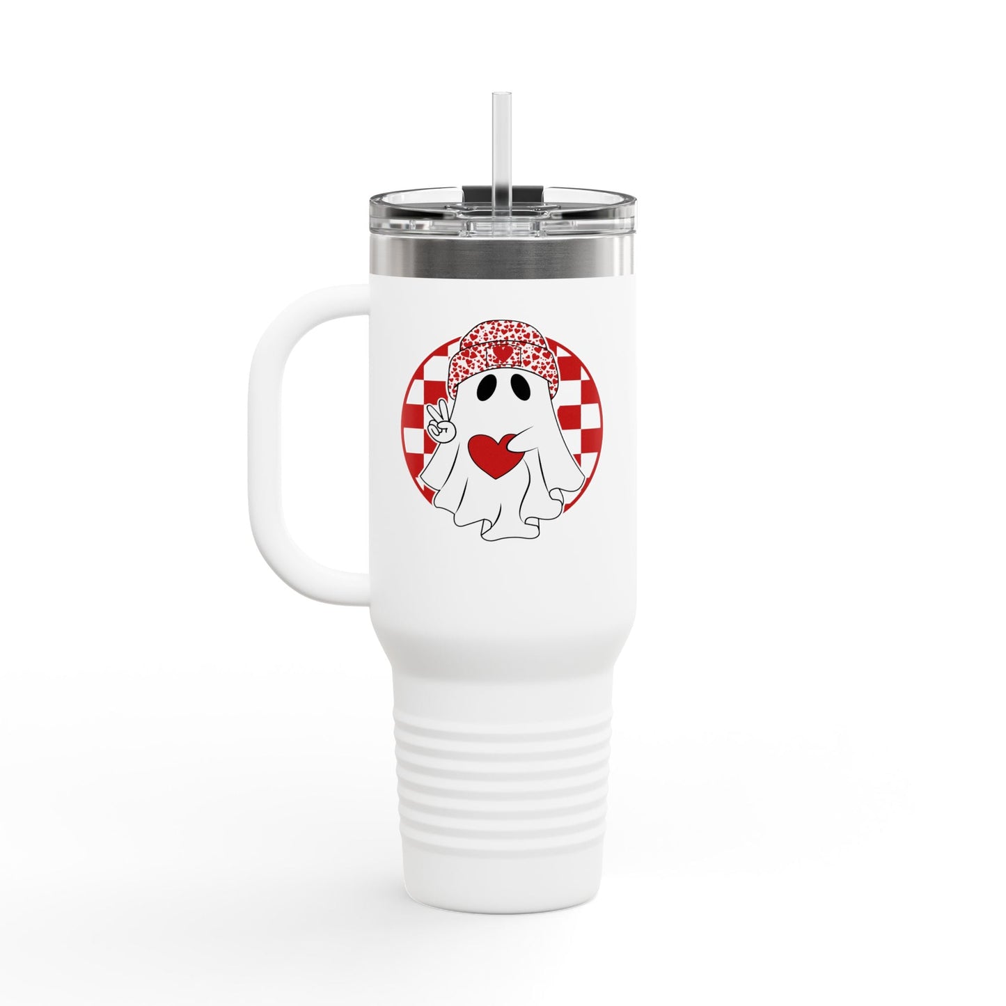 Boo Jee Valentines Ghost Insulated Travel Mug, 40oz