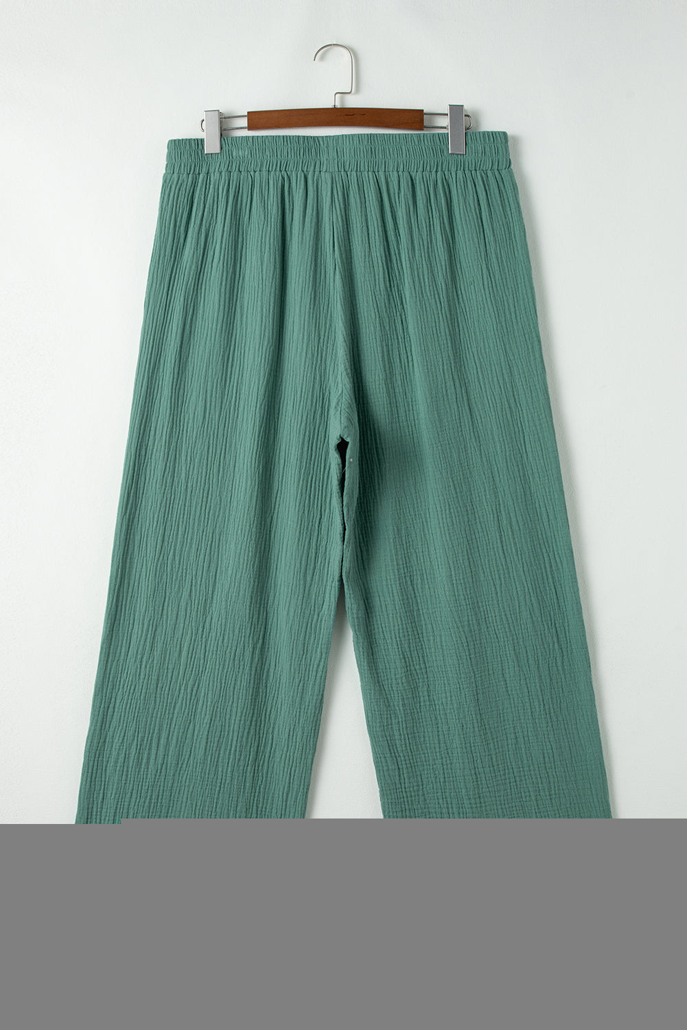 Smoke Green Plus Size Textured Frayed Edge Wide Leg Pants