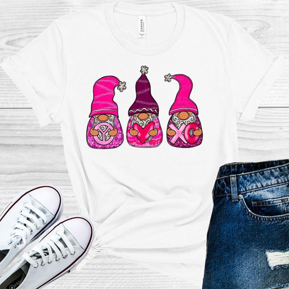 Peace Love XO Gnome Valentine Graphic Tee