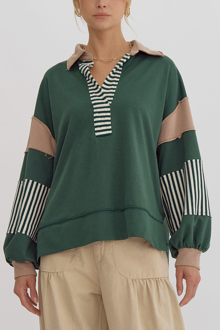 PREORDER: The Delinda Stripe and Color Blocking Pullover 11.11.24