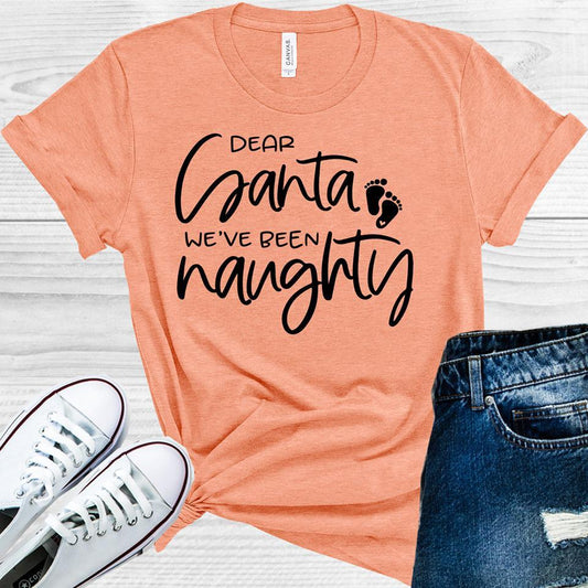 Dear Santa We've Been Naughty Pregnancy Announcement Graphic Tee