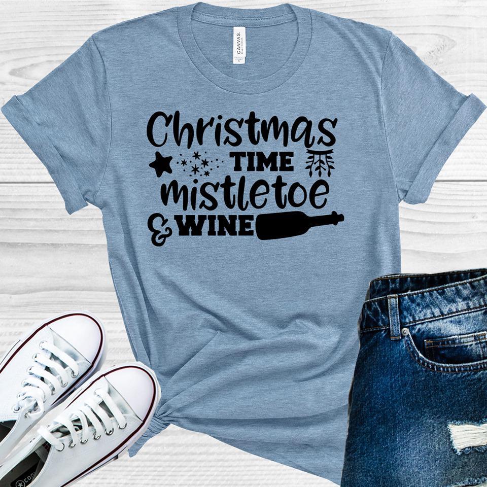 Christmas Time Mistletoe & Wine Graphic Tee