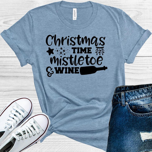 Christmas Time Mistletoe & Wine Graphic Tee