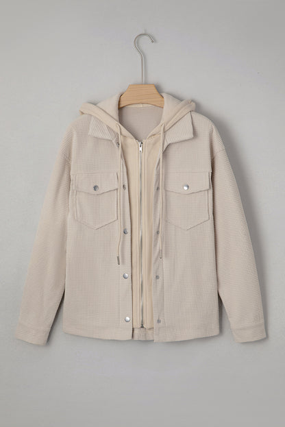 Laurel Green Solid Color Textured Patchwork Flap Pocket Shacket