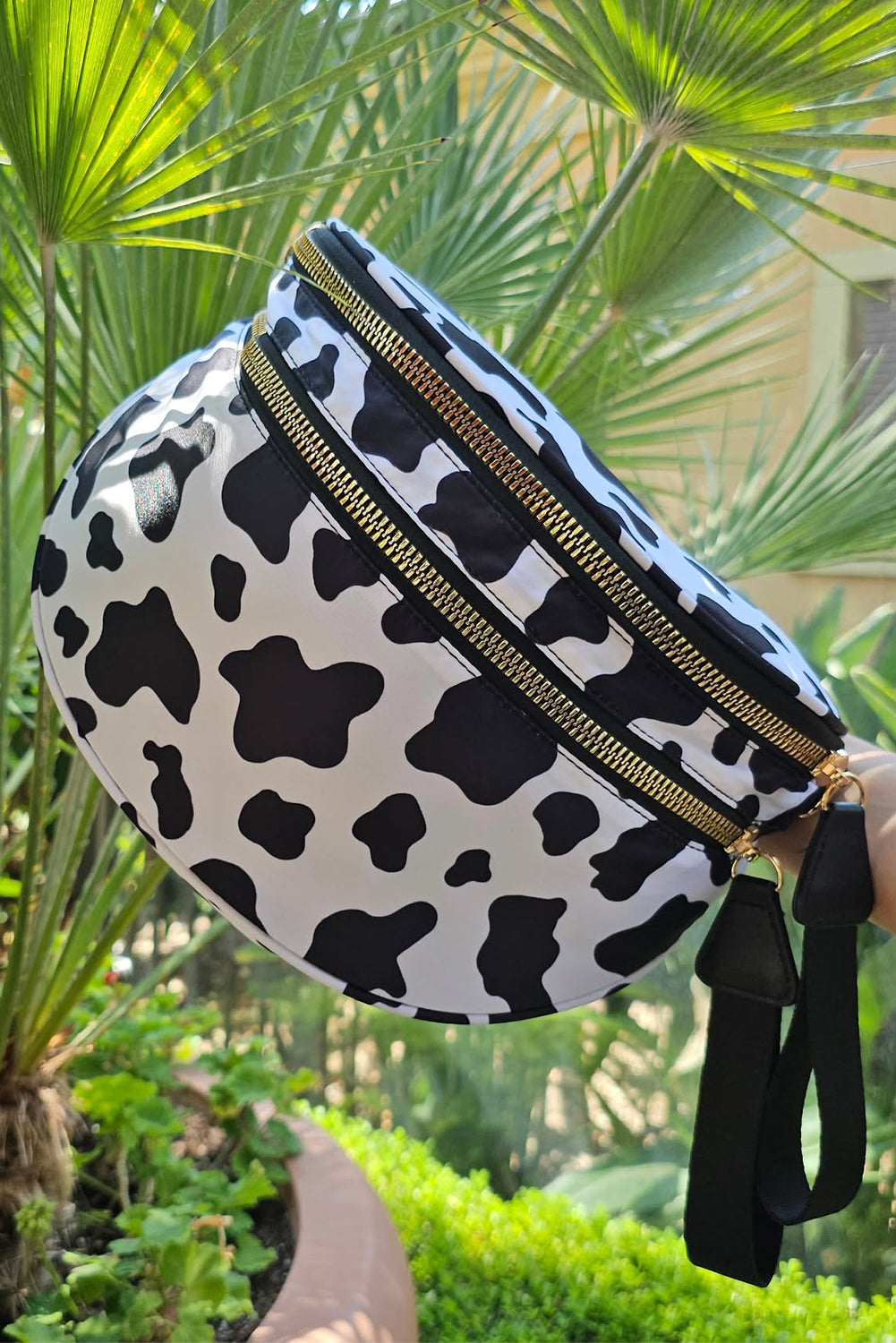 White Leopard Print Wide Strap Large Crossbody Bag