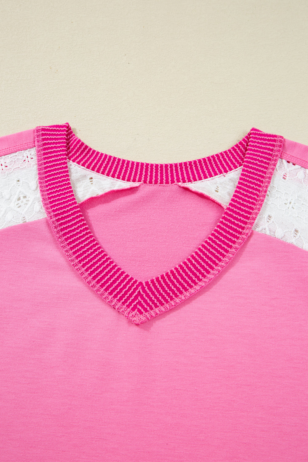 Bonbon Lace Patchwork Corded Trim Plus Size Long Sleeve Top