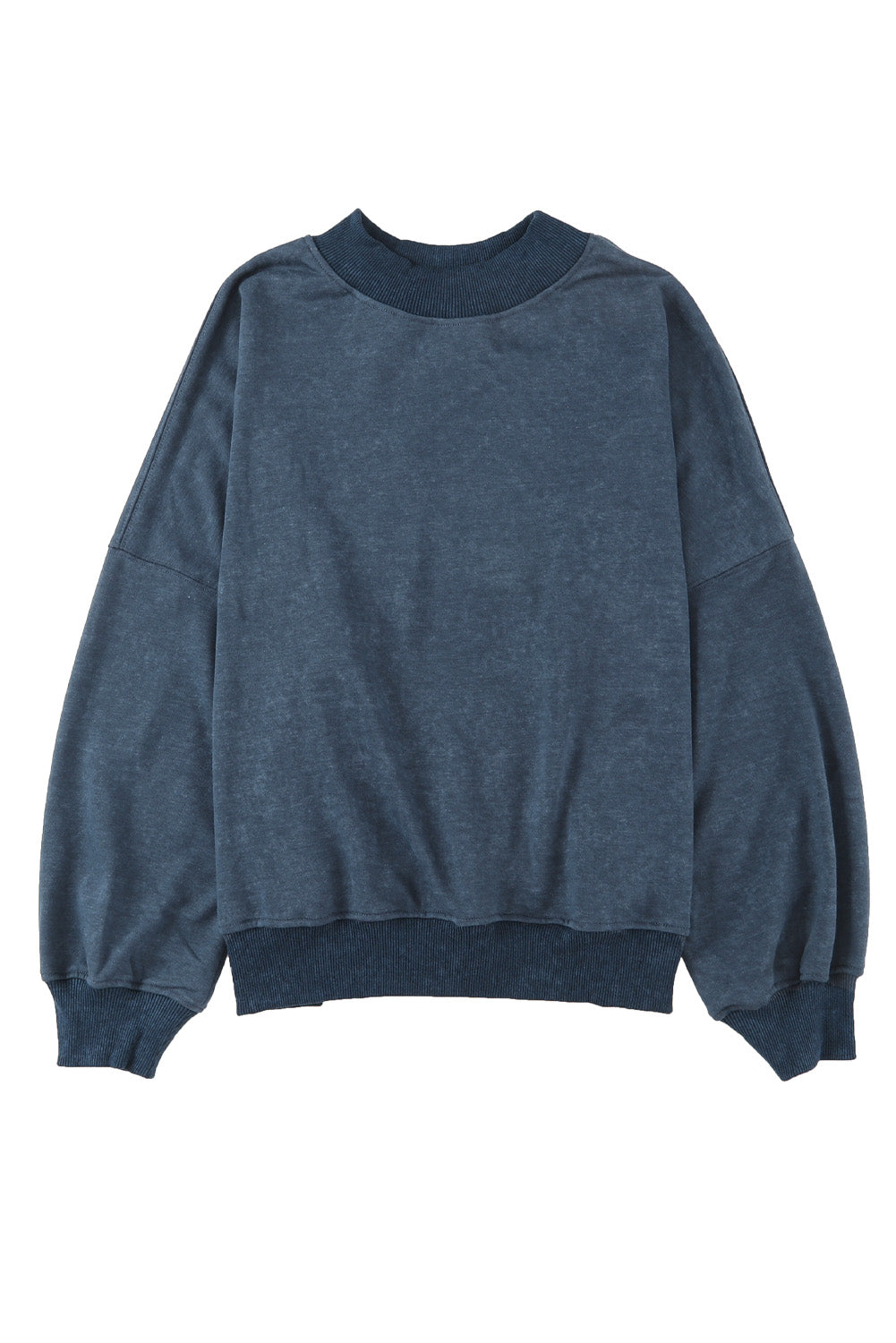 Black Drop Shoulder Crew Neck Pullover Sweatshirt