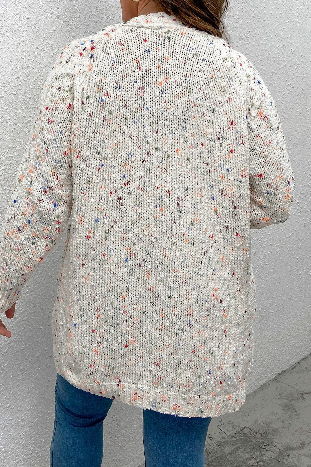 White Pilling Detail Patterned Sleeve Sweater