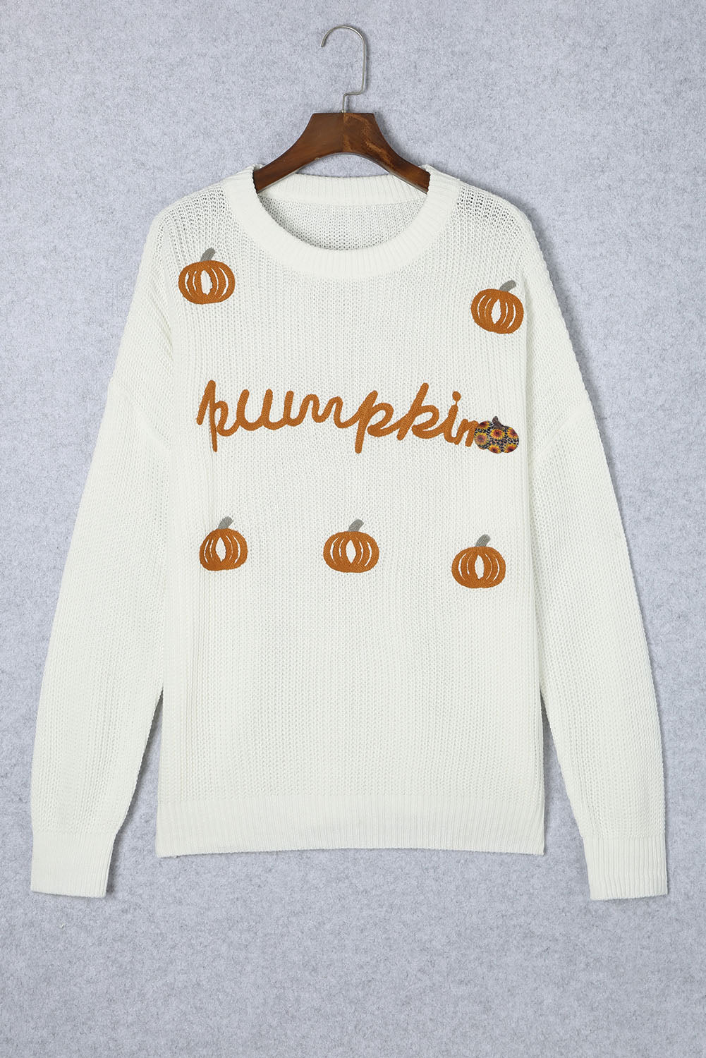 White XOXO Glitter Print Round Neck Casual Sweater