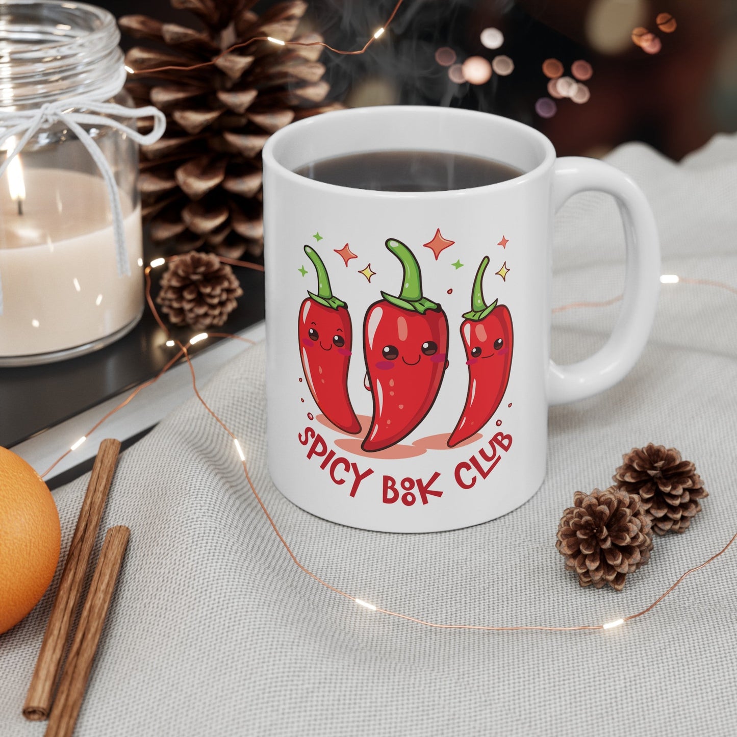 Spicy Book Club Peppers Ceramic Mug, (11oz, 15oz)