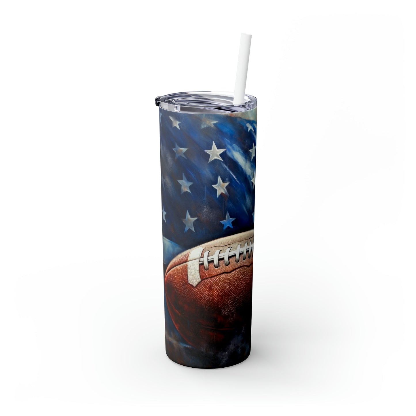 American Football Skinny Tumbler with Straw, 20oz