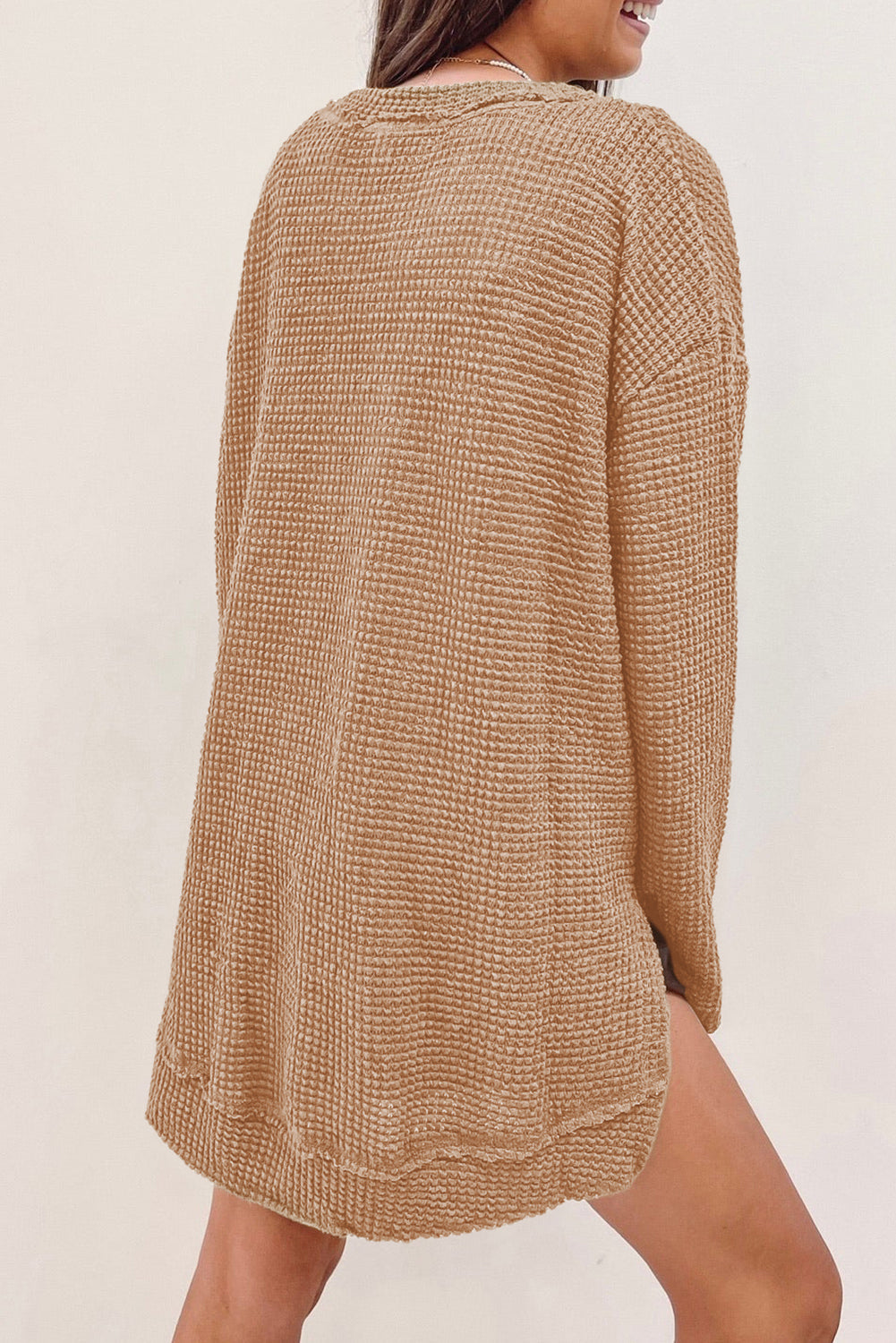 Moss Green Plus Size Textured Knit Long Sleeve Top