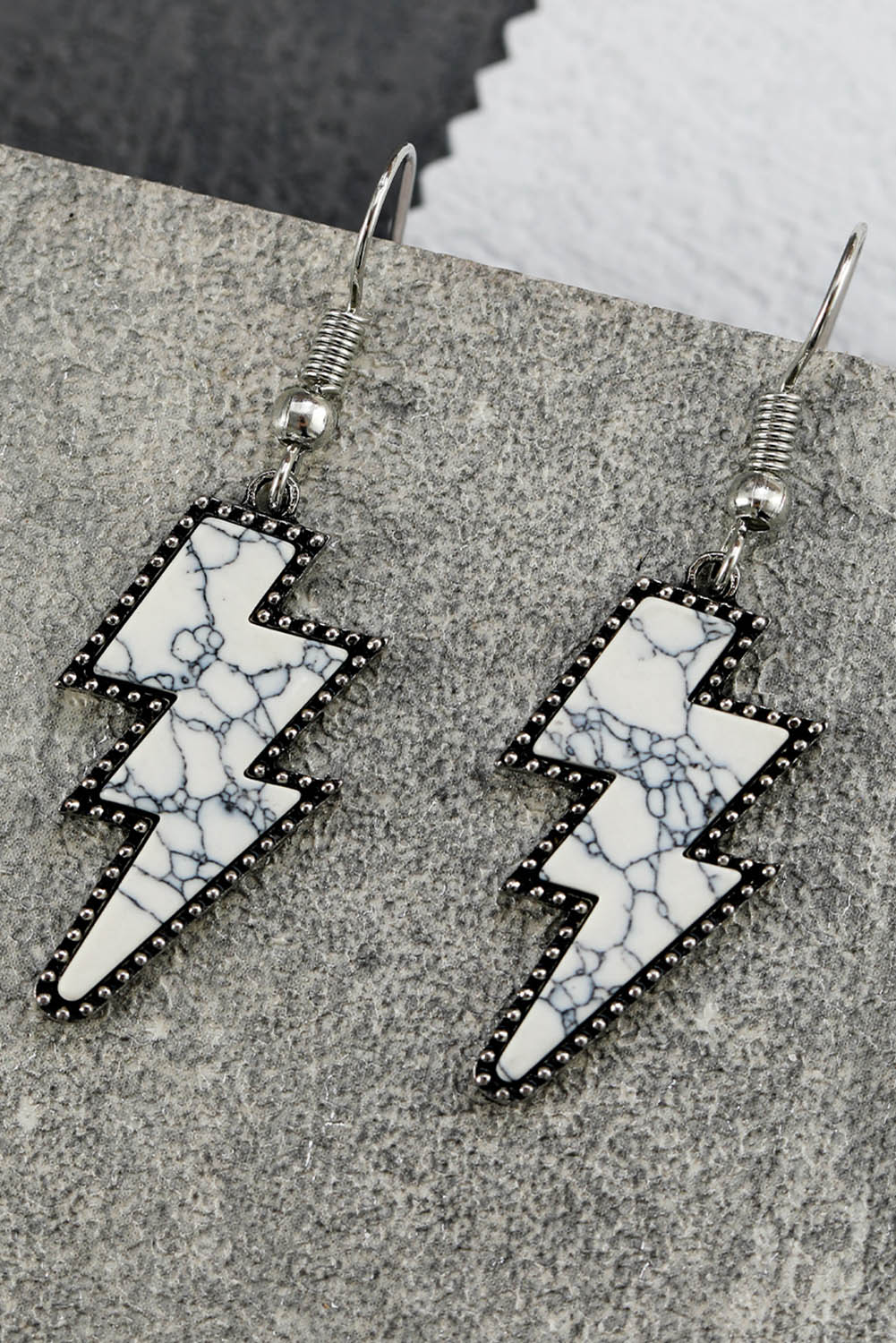 Marble Texture Retro Lightning Bolt Earrings