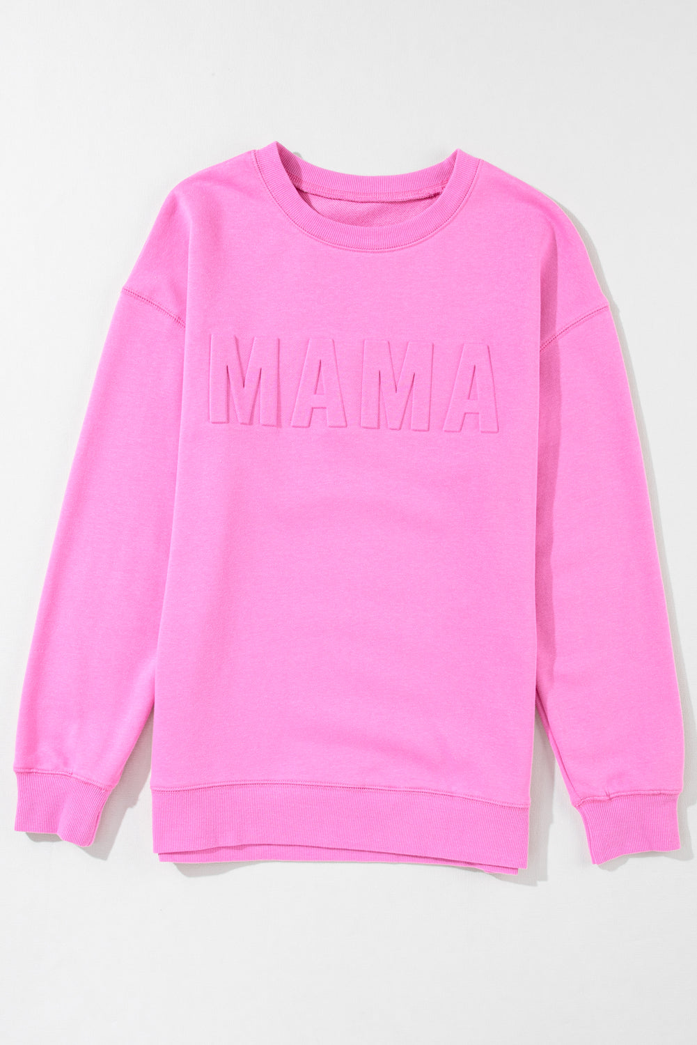 Bright Pink MAMA Letter Embossed Casual Sweatshirt