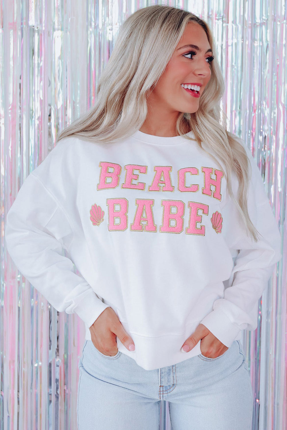 BEACH BABE Slogan Graphic Casual Sweatshirt