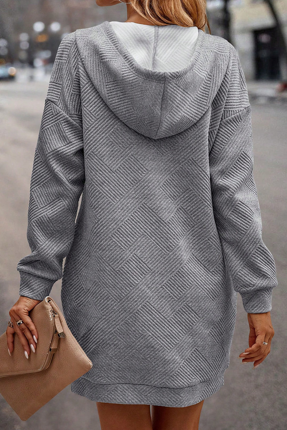 Light Grey Textured Snap Buttons Pullover Plus Size Sweatshirt