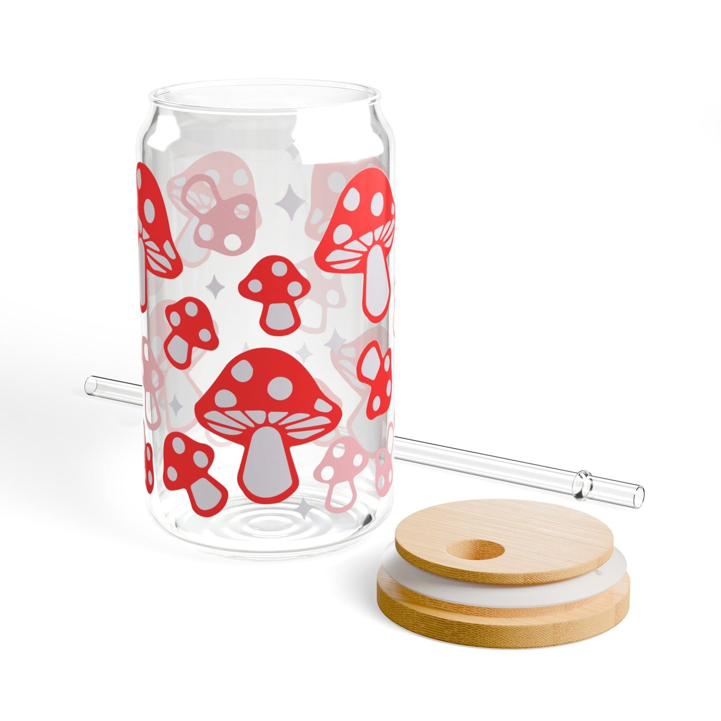 Red Mushies Sipper Glass, 16oz