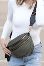 Dark Grey Wide Strap Zipper Crossbody Bag