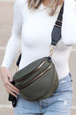 Light Blue Wide Strap Double Zipper Crossbody Bag