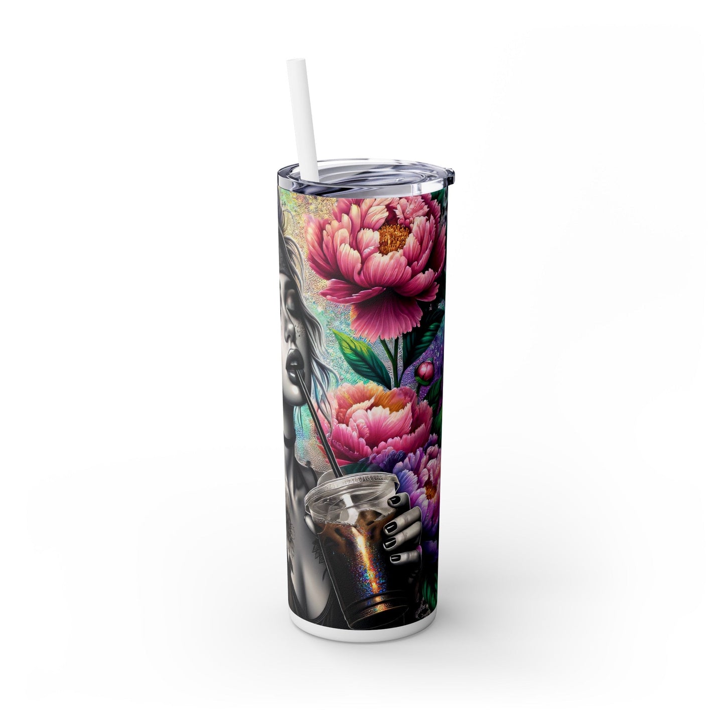 Sassy Since Birth Skinny Tumbler with Straw, 20oz