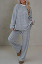 Pink Striped Drop Shoulder Long Sleeve Pant Set