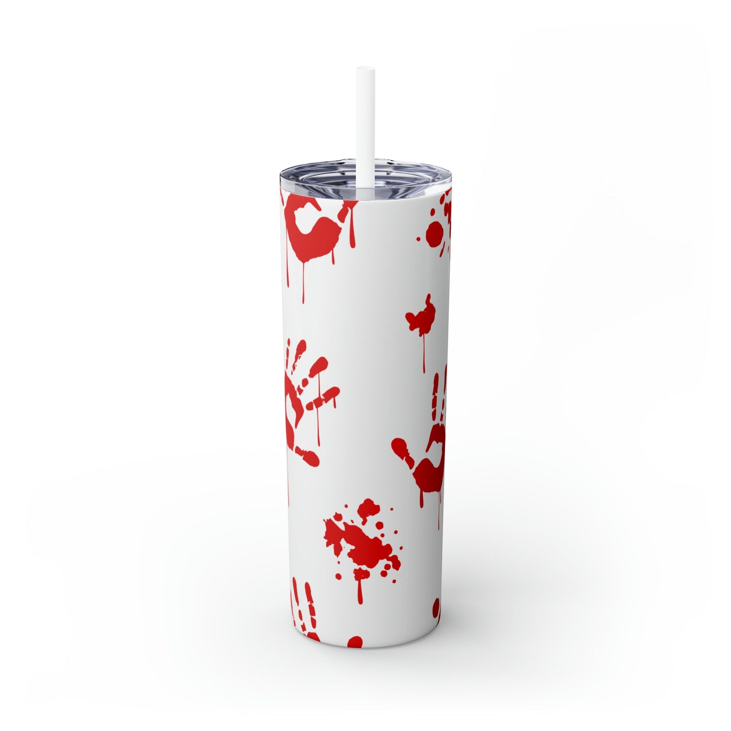 Bloody Hands Skinny Tumbler with Straw, 20oz