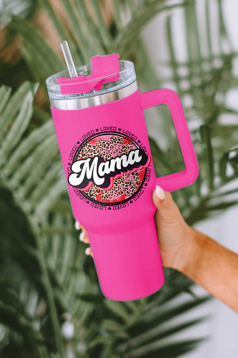 mama Daisy Print Stainless Steel Insulate Cup with Handle 40oz