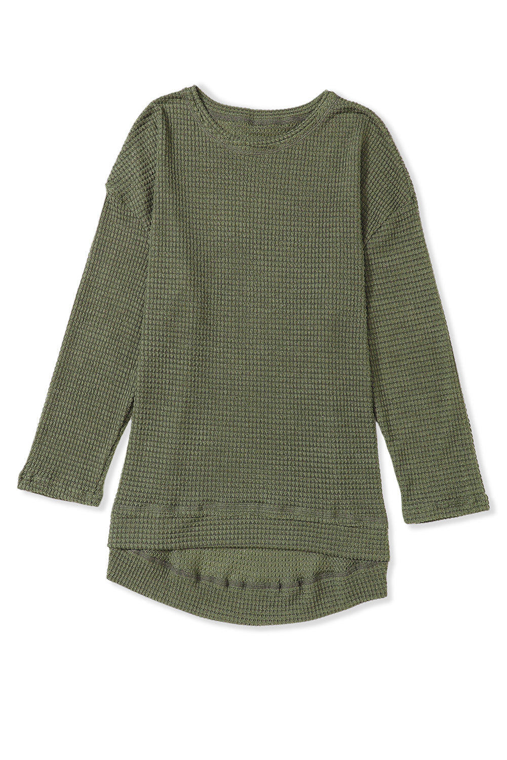 Moss Green Plus Size Textured Knit Long Sleeve Top