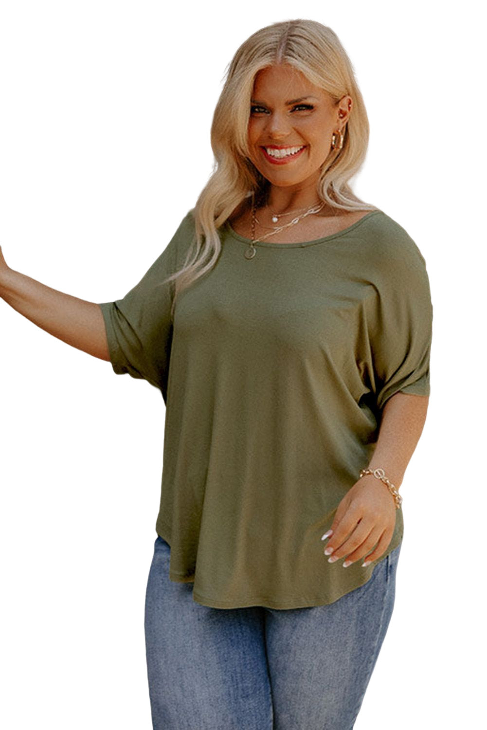 Plus Size Hollow-out Back Slouchy Tee