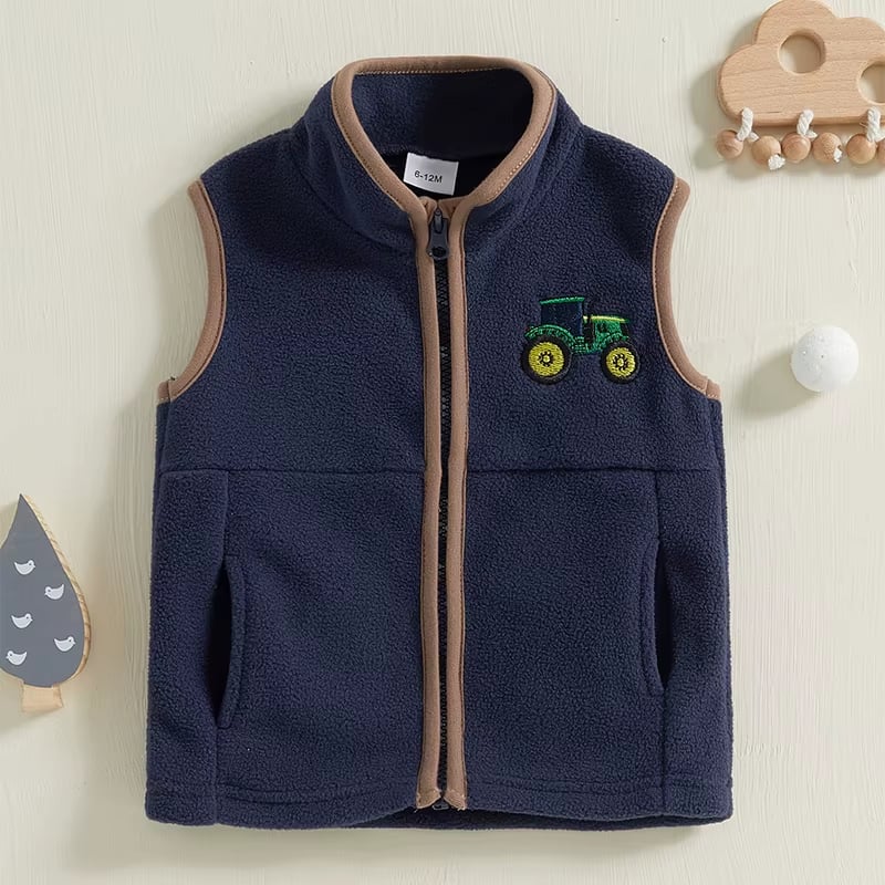 PREORDER: Embroidered Green Tractor Navy Vest 11.25.24