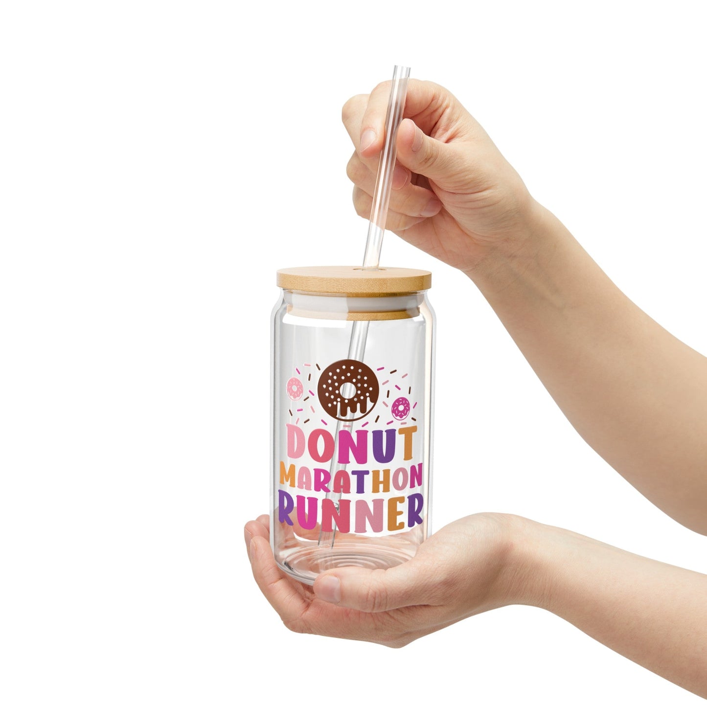 Donut Marathon Runner Sipper Glass, 16oz