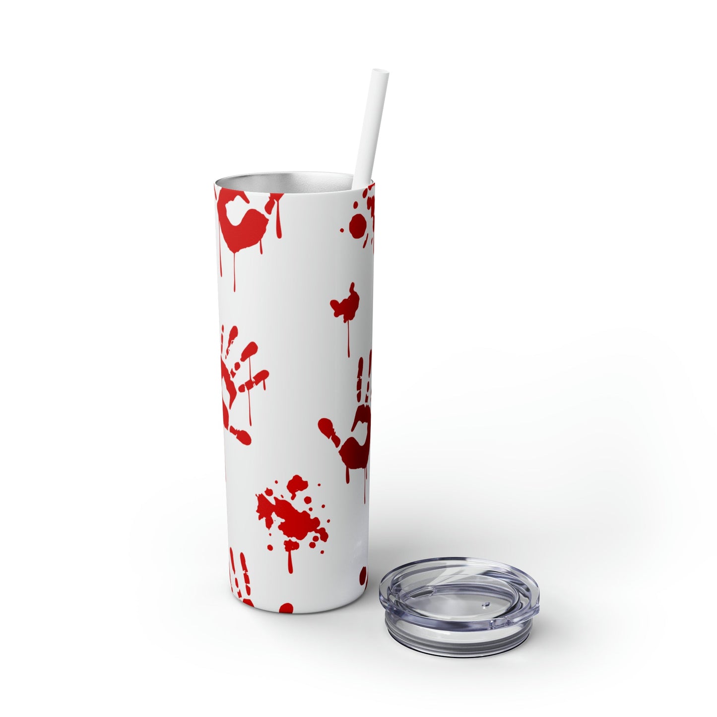 Bloody Hands Skinny Tumbler with Straw, 20oz