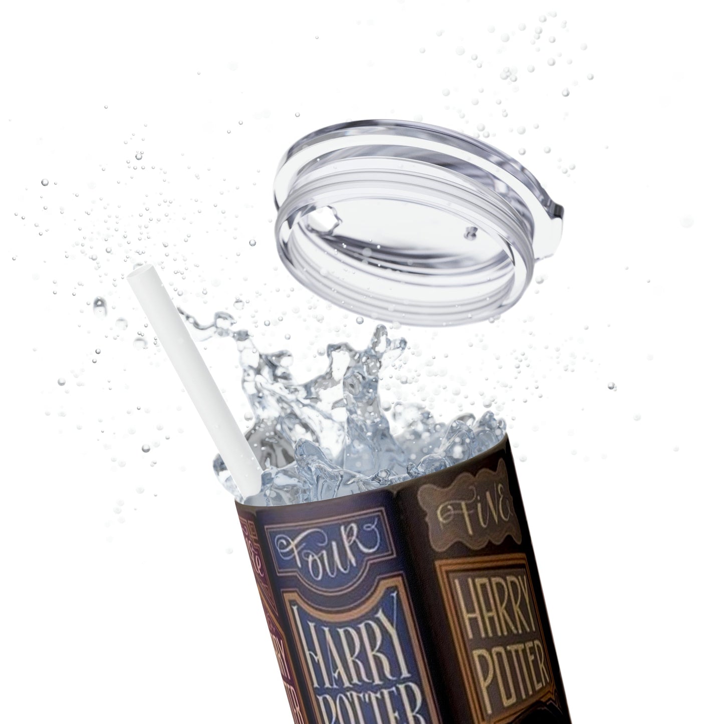 HP Books Skinny Tumbler with Straw, 20oz