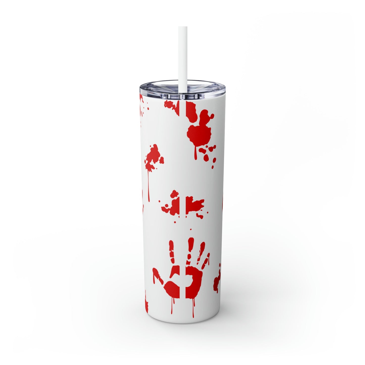 Bloody Hands Skinny Tumbler with Straw, 20oz