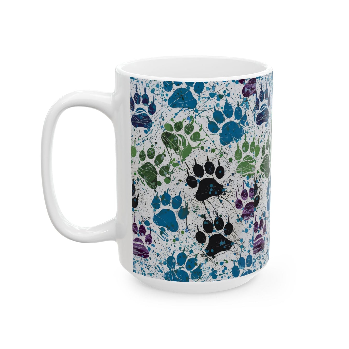 Splat Paw Prints Ceramic Mug, (11oz, 15oz)