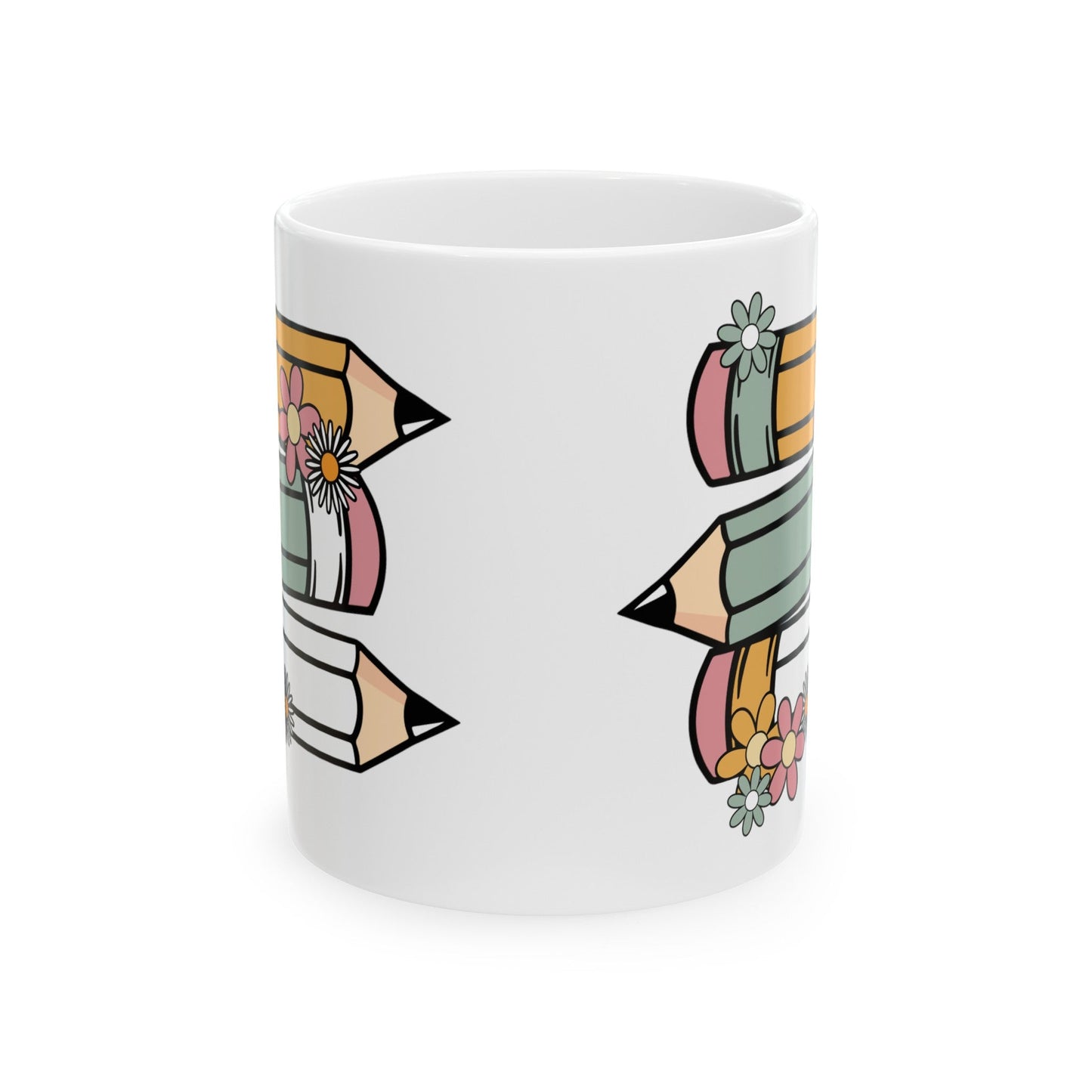 Tri Color Pencils Ceramic Mug, (11oz, 15oz)