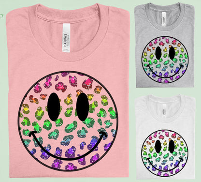 Leopard Happy Face Graphic Tee
