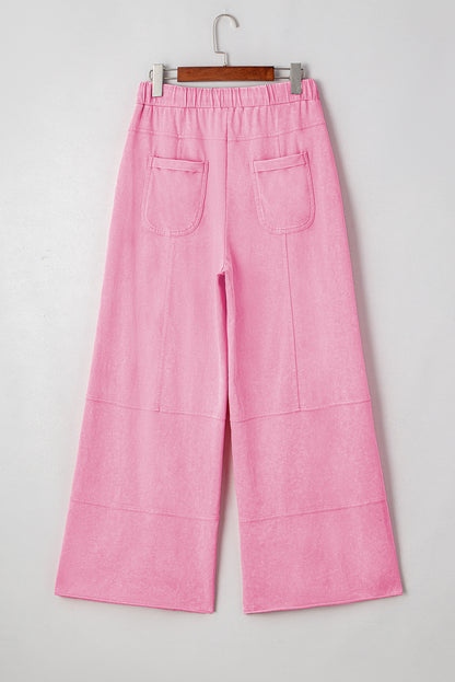 Black Mineral Wash Exposed Seam Wide Leg Cargo Pants