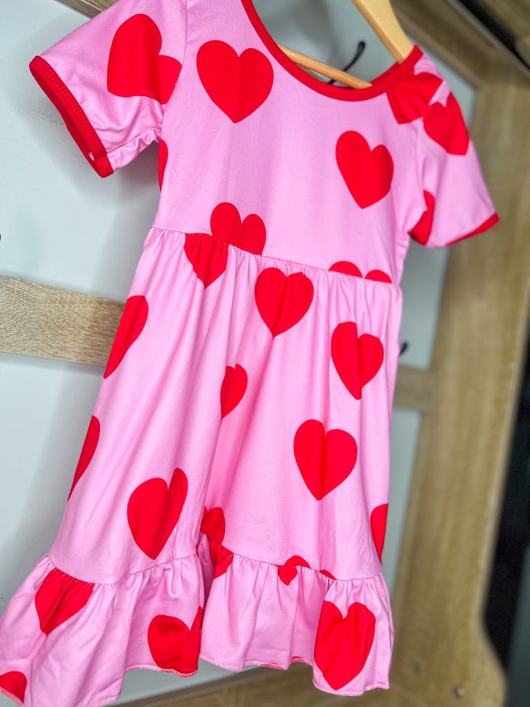 PREORDER: The Leeanne Hot Pink Heart Dress 12.30.24