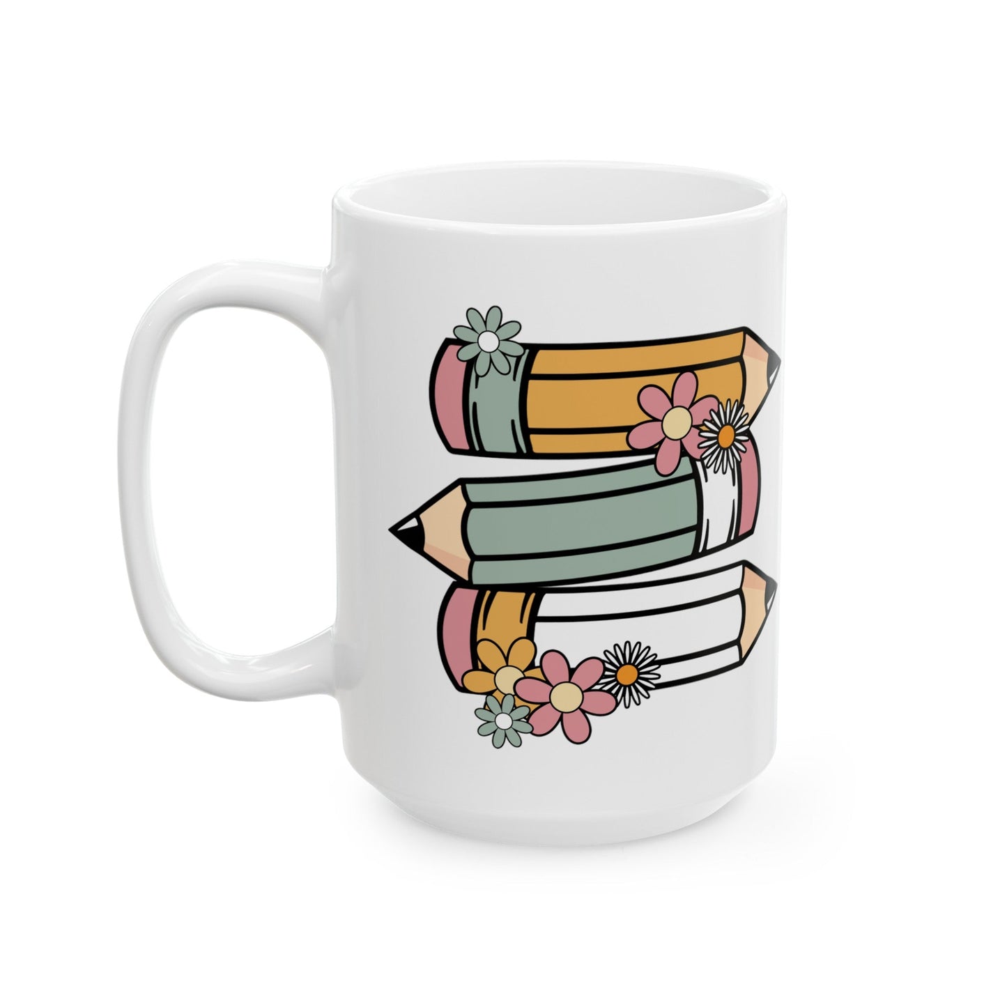 Tri Color Pencils Ceramic Mug, (11oz, 15oz)