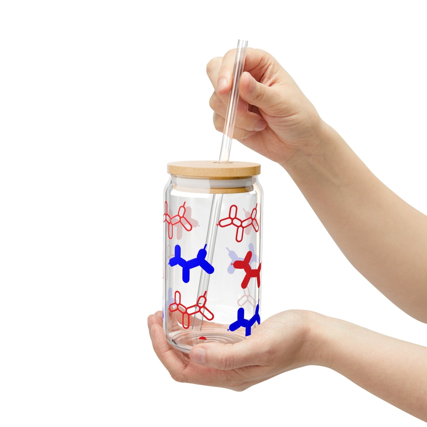 Patriotic Balloon Dogs Sipper Glass, 16oz