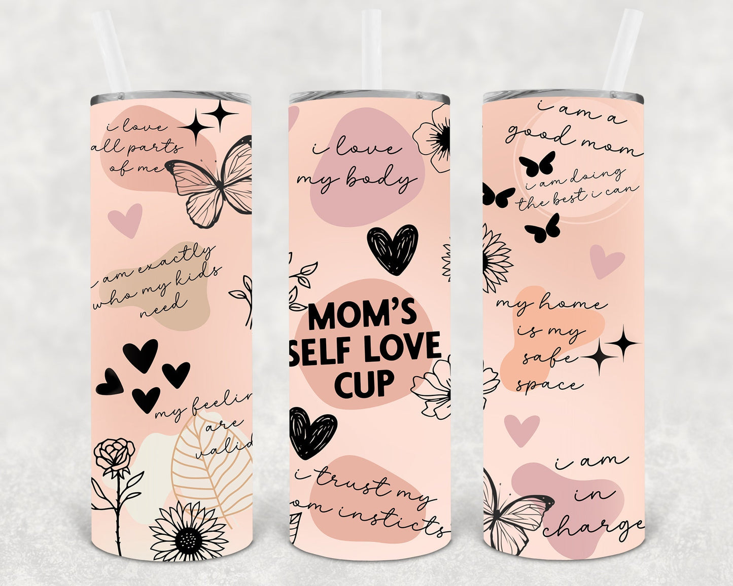 Mom's Self Love Club 20 oz Skinny Tumbler