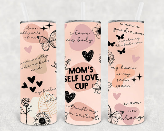 Mom's Self Love Club 20 oz Skinny Tumbler