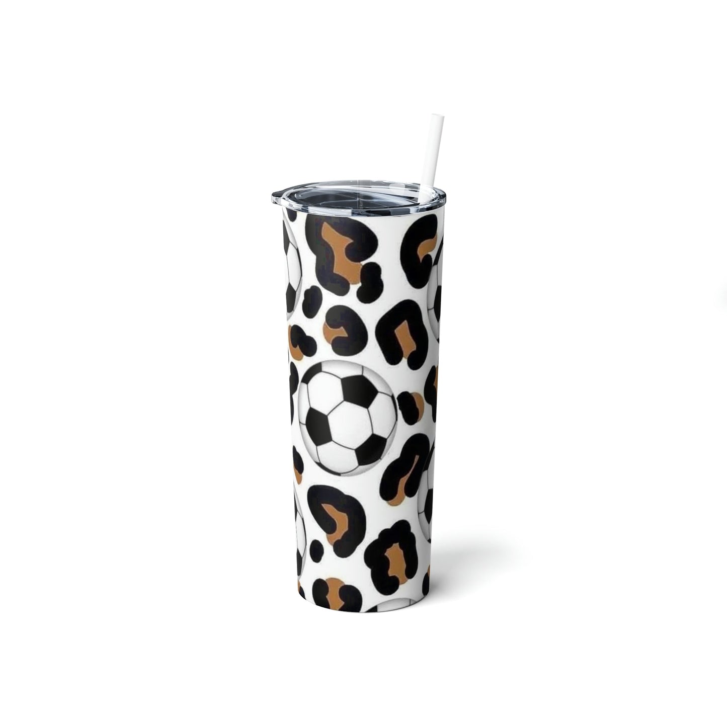 Leopard Soccer Skinny Tumbler