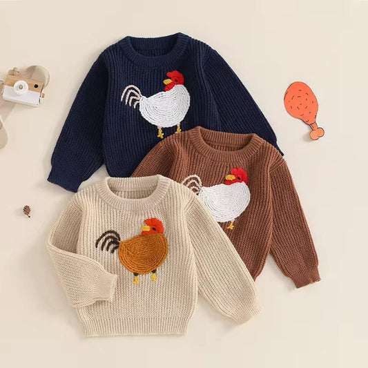 PREORDER: Embroidered Chicken Sweater 7.29.24