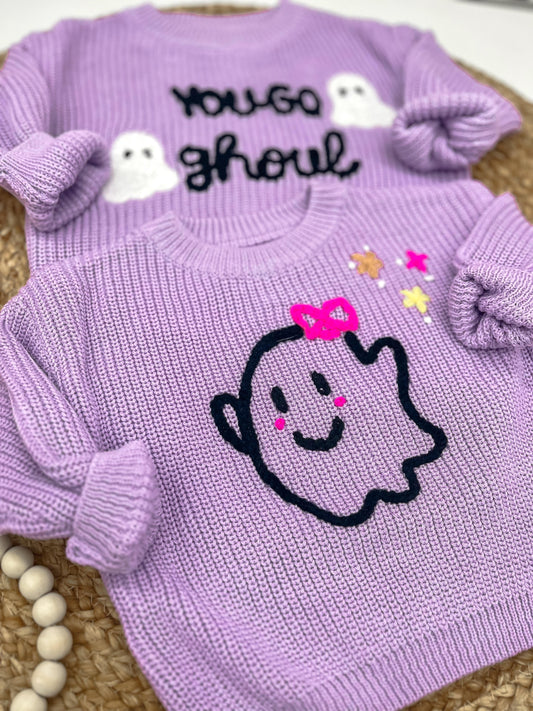 PREORDER: Purple Knitted Ghost Sweaters 7.29.24