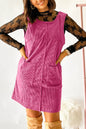 Black Corduroy Exposed Seam Sleeveless Mini Dress